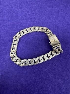 Vintage Mexican Sterling Silver Heavy Curb Link Bracelet - 66.5g